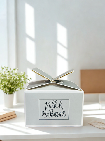 Nikah Mubarak Favor Box for Wedding Guests | Islamic Wedding Return Gift Box | Bow Top Gift Box for Sweets & Chocolates