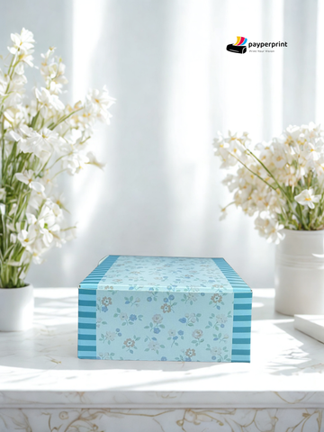 Premium Rectangular Haldi & Mehndi Sweet Box | Floral Gift Box for 4 Laddu | Wedding Favor Packaging