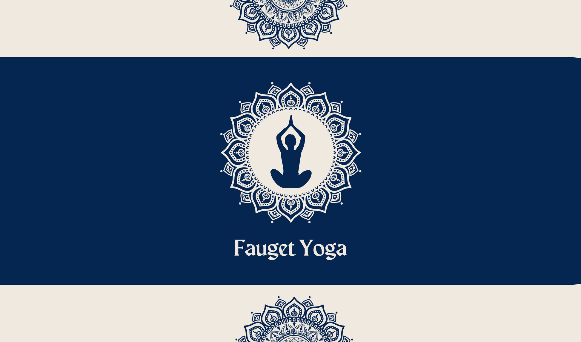 Beige and Blue Simple Yoga Business Card