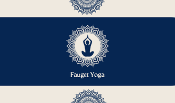 Beige and Blue Simple Yoga Business Card