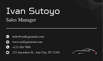 Black elegant Car Sales Business Card