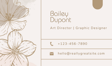 Light Brown Floral Border Business Card