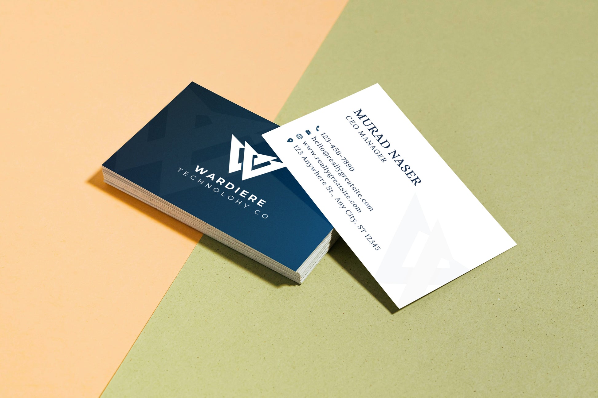 Navy and White Modern Business Card