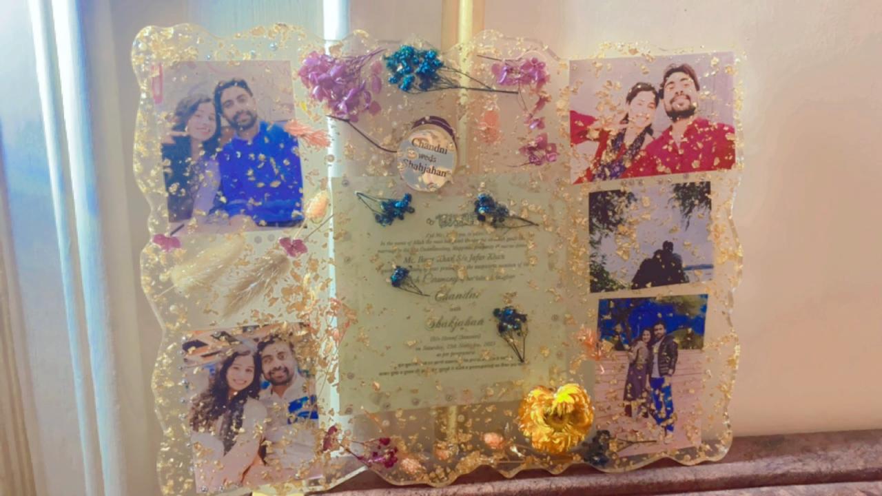 Square Raisin Art with your Photos & Your Wedding card Gift 12x16 | Pa