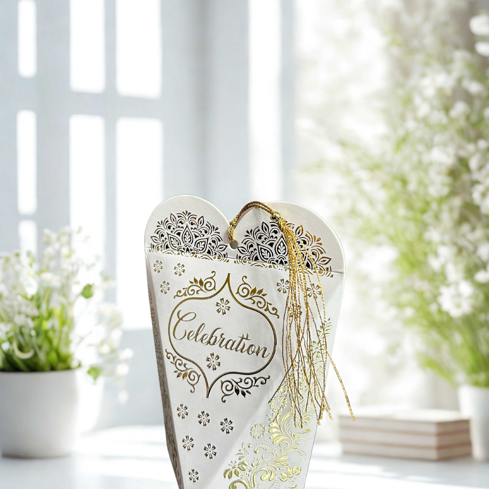 Golden Embossed Nikah Favor Box – Elegant; Luxurious