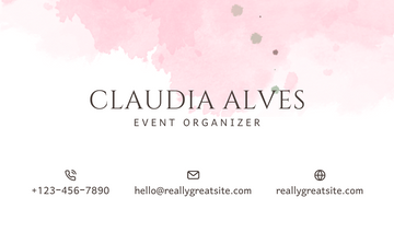 Pink And White Simple Water Color Business Card