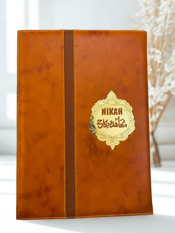 Classic Brown Leather Nikah Nama Folder