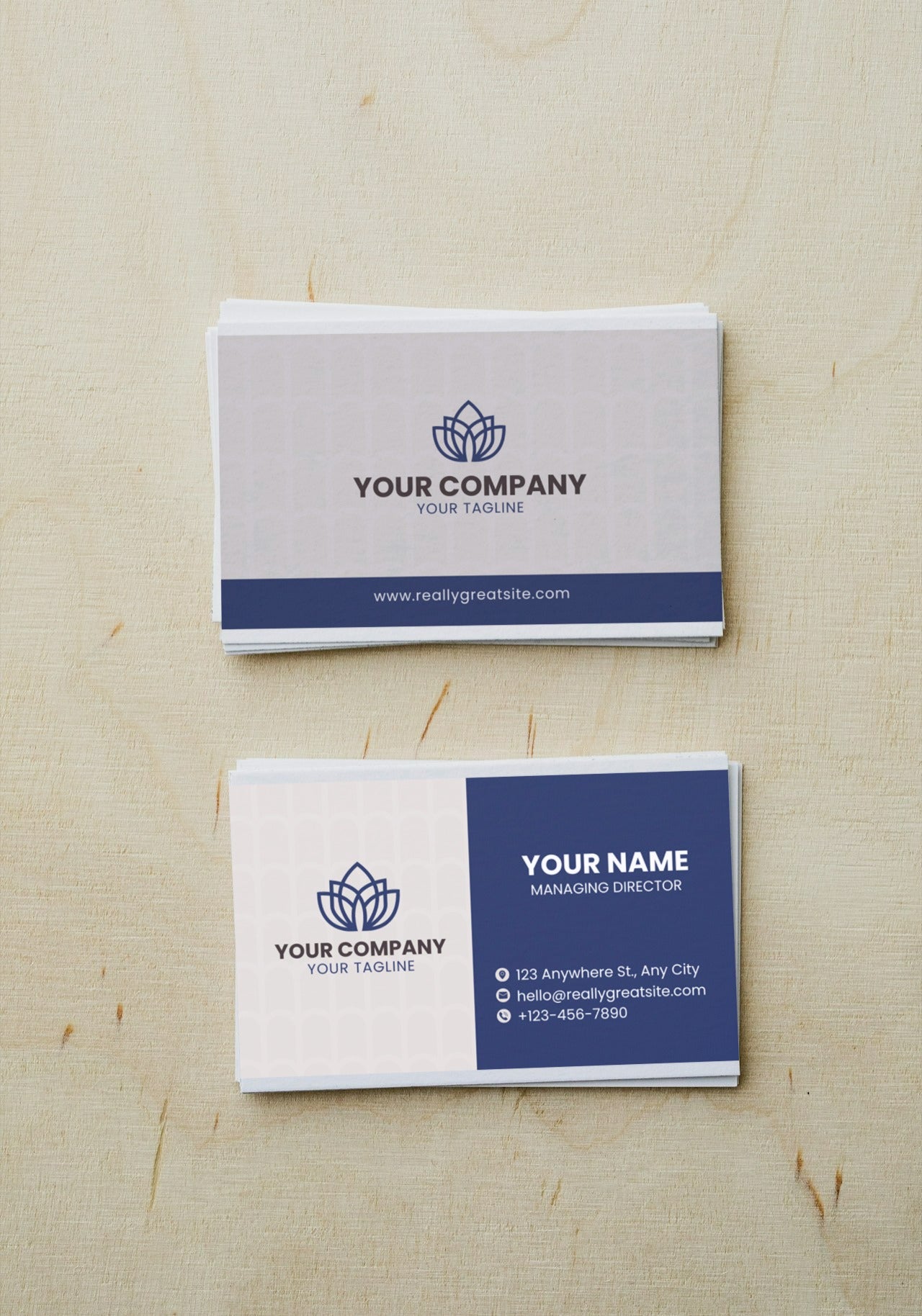 Blue Grey Minimalist Modern Business Card