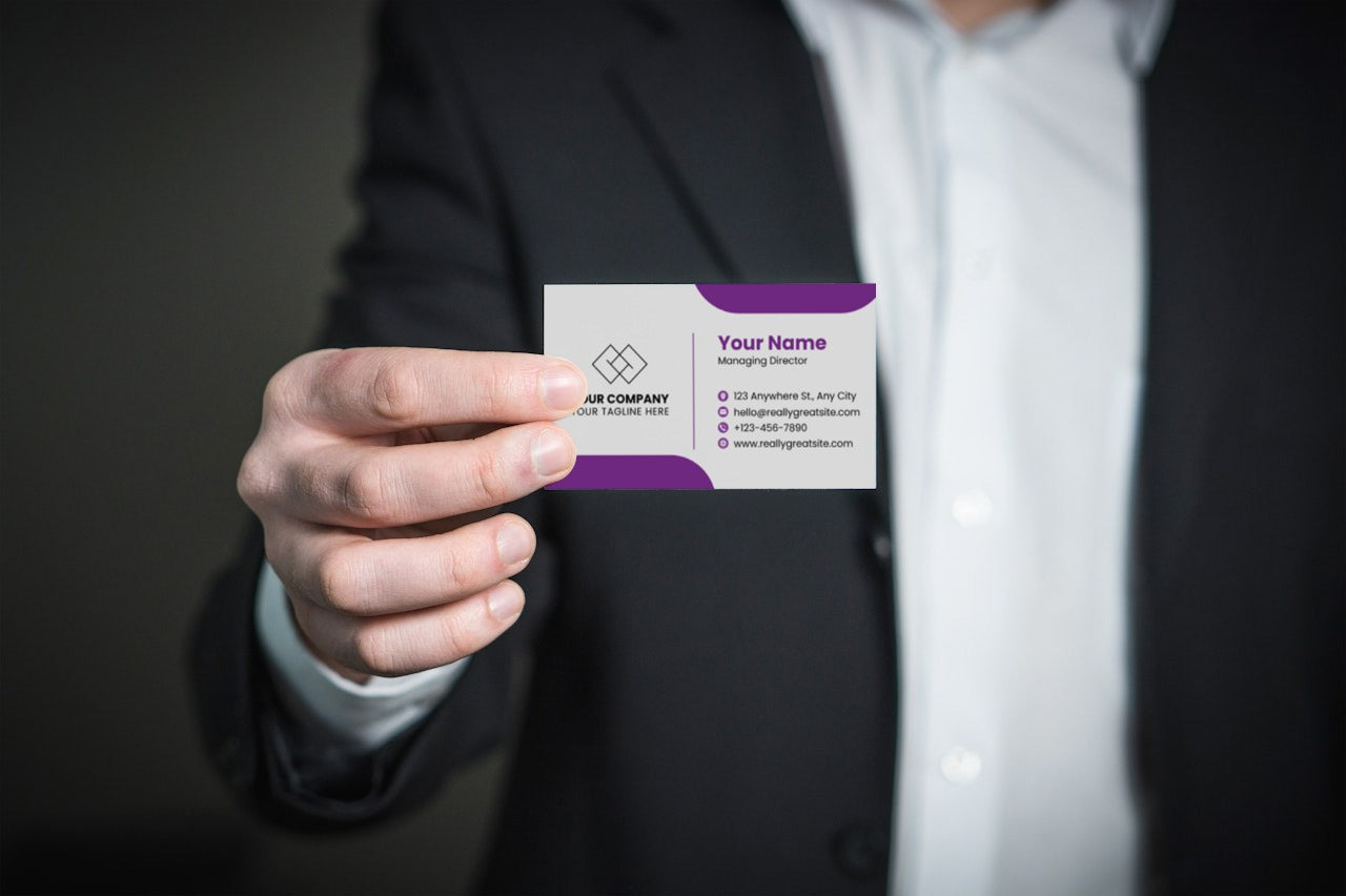 Purple Minimalist Modern Business Card