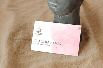 Pink And White Simple Water Color Business Card